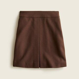 J. Crew Pleated Mini Skirt in Double-Serge Wool in Chocolate, Size 10 Petite